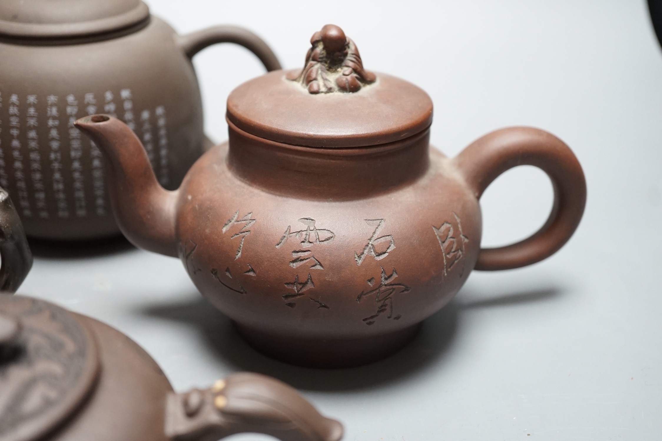 Five Chinese Yixing teapots tallest 12cms high